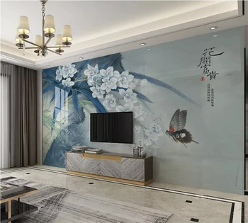 бейбехан Пользовательские обои 3d фотообои новая китайская ручная роспись тщательных орхидей элегантные цветы и птицы обои фреска