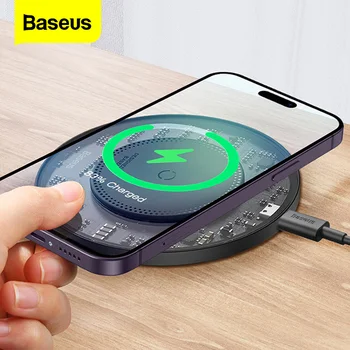 Беспроводное Зарядное Устройство Baseus 15W Qi Для iPhone 14 13 12 Pro Max Airpods Wireless Fast Charging Pad Для Samsung S22 Ultra Xiaomi POCO 11