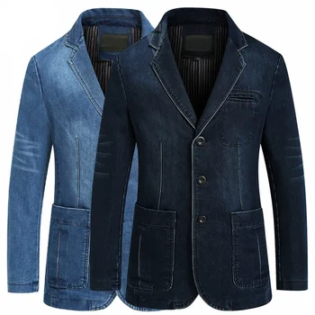 Блейзеры, мужская повседневная джинсовая куртка с узким карманом, мужские Однобортные блейзеры с отложным воротником с длинным рукавом, куртка 9