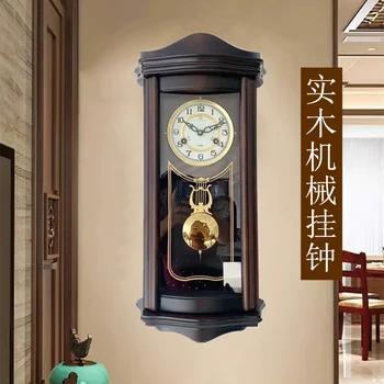 Большие винтажные настенные часы Бесшумные Большие Роскошные Цифровые Антикварные Европейские настенные часы Деревянные Классические для гостиной Klok Home Decor 4