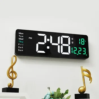 Большие Цифровые Настенные Часы Nordic Настенный Пульт Дистанционного Управления С Большим Дисплеем Будильник Настенные Часы LED Температура Дата Электронные Часы 4