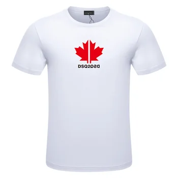 Большой кленовый лист с буквенным принтом DSQ2QSD, мужская хлопковая спортивная футболка с круглым вырезом и коротким рукавом, комфортная рубашка 9