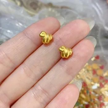 Браслет из чистого желтого золота 999 пробы 24 Карат, женский браслет из 3D золотых змеиных бусин, 1шт 15