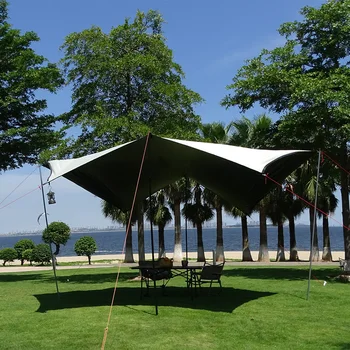 Брезент 5x3 м 4x3 м с опорным шестом, веревочный колышек, водонепроницаемый тент, навес для палатки, садовый навес, открытый кемпинг, навес от солнца, пляжный гамак