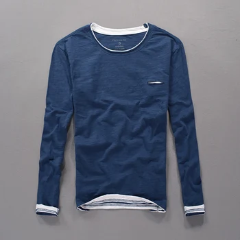 Бренд Suehaiwe's хлопчатобумажная футболка с длинным рукавом мужская однотонная повседневная мужская футболка Италия тонкая футболка мужская бесплатная доставка сорочка camisa 11