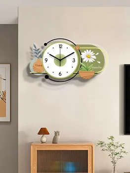 Бытовые Креативные Подвесные Настенные Часы Гостиная Спальня Фон Настенный Орнамент Современные Зеленые Немые Настенные Часы Home Decor 2