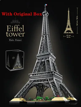 В оригинальной коробке Эйфелева башня высотой 1,5 м 10307 Всемирно известная архитектура Строительные блоки Кирпичи Игрушки для взрослых Рождественский подарок 2