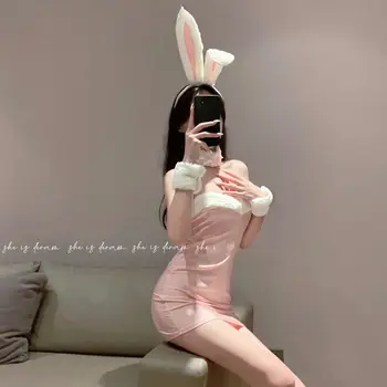 Ведущая Игра Оригинальная Сексуальная Ночная Рубашка Bunny Girl Косплей Наряд Бархатное Нижнее Белье Японское Аниме Кролик Униформа Кружевное Маскарадное Платье 6