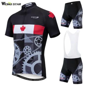Велосипедная одежда команды Weimostar Канада США Мексика Man Summer Pro Cycling Jersey Set MTB Велосипедная одежда Быстросохнущая Велосипедная одежда 14
