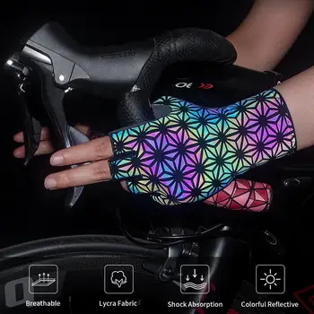 Велосипедные перчатки с полупальцами, полупальцевые разноцветные велосипедные перчатки с амортизирующей подкладкой, противоскользящие велосипедные перчатки для горных дорог