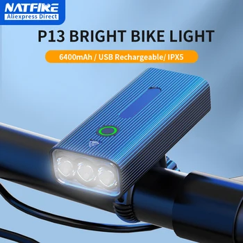 Велосипедный фонарь NATFIRE P13 USB Перезаряжаемый светодиодный велосипедный фонарь 800ЛМ Фара MTB Фонарик Передняя лампа с функцией Power Bank 1
