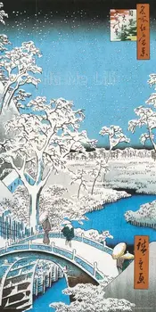 Вид на детали барабанного моста Андо Утагавы Хиросигэ Декоративный принт в стиле японского искусства 9