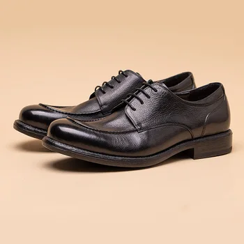Винтажные мужские модельные туфли из натуральной кожи, Люксовый бренд ручной работы, осень 2023, Новая Элегантная Свадебная деловая обувь в британском стиле, мужская