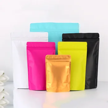 Влагостойкий чехол для кофе и чая на молнии 100ШТ, дисплей Supermarke, сумка из алюминиевой фольги матового цвета, сумка для упаковки продуктов питания 16