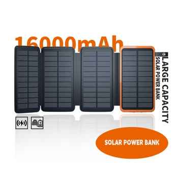 Водонепроницаемый Складной Банк солнечной энергии большой емкости 14000 мАч Портативное зарядное устройство для солнечных батарей powerbank со светодиодной подсветкой