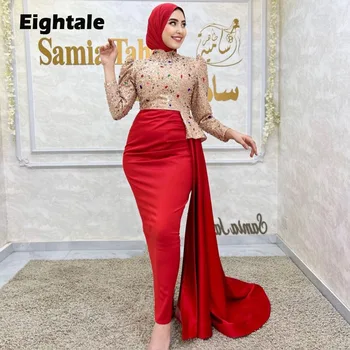 Восьмеричное Арабское Мусульманское Вечернее Платье для Свадебной Вечеринки С Высоким Воротом И Блестками, Русалка, Платья для Выпускного Вечера, vestido elegante mujer para fiesta 14
