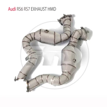 Выпускной коллектор HMD High Flow Downpipe для Audi RS6 RS7 4.0T Автомобильные аксессуары с каталитическим коллектором без Cat Без трубы 7