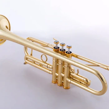 Высококачественная золотая труба Си-бемоль, встроенный латунный инструмент с потайной застежкой в виде морского ушка ручной работы, с футляром 16