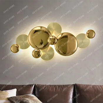 Гальванические золотые диски, настенные светильники, скандинавский настенный светильник, роскошный дизайн, лист Лотоса для прикроватной лампы, освещение для гостиной 10