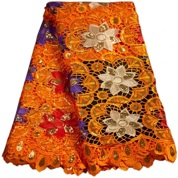 Гипюровая кружевная ткань Kalume с пайетками 5 ярдов высококачественной кружевной ткани для африканских свадебных платьев F3335 11