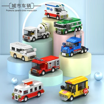 Городской автомобиль, строительный блок из мелких частиц, детская игрушка-головоломка для мальчиков и девочек, подарок на День рождения, Рождественские подарки 12
