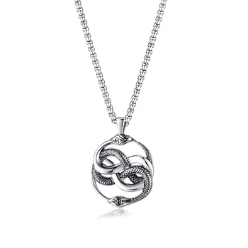 Готическое ожерелье с двумя змеями из нержавеющей стали, Счастливое ожерелье, украшения в стиле хип-хоп