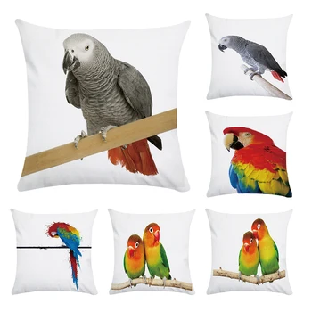 Декоративная наволочка в красочном стиле, наволочка для дивана с птицей-попугаем
