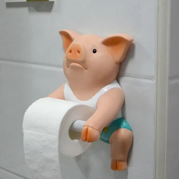 Держатель туалетной бумаги в стиле свиньи из ПВХ, коробка для салфеток без перфорации, держатель для бумажных полотенец, устройство для намотки на катушку, Аксессуар для ванной комнаты 6