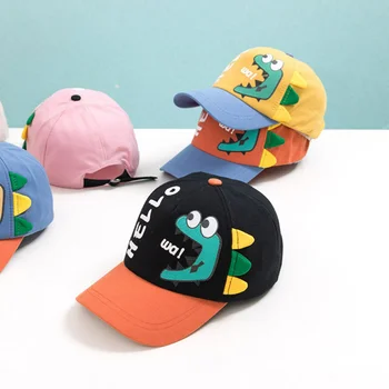 Детская бейсболка с динозавром, новая шляпа для мальчиков и девочек, мультяшная маленькая детская кепка, детская бейсболка, уличные шляпы от солнца