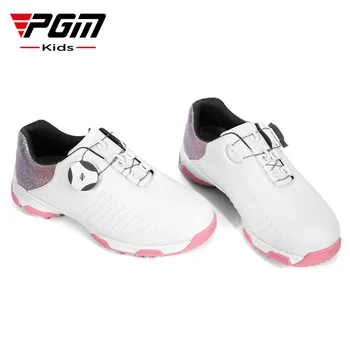 Детская обувь для гольфа PGM, водонепроницаемая спортивная обувь для девочек-подростков, быстрая шнуровка, дышащая противоскользящая