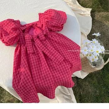 Детская одежда, детское платье с рукавами-пузырями, летнее платье с бабочкой для маленькой девочки, детское платье принцессы