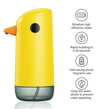 Детский автоматический дозатор пенящегося мыла Little Yellow Duck Smart Sensor Дозатор жидкого мыла Бесконтактное дезинфицирующее средство для рук для ванной комнаты