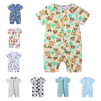 Детский комбинезон с короткими рукавами и рисунком животного динозавра, одежда для маленьких мальчиков, летний комбинезон, одежда для новорожденных девочек, пижама для новорожденных 17