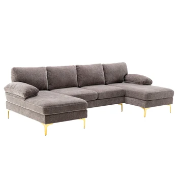 Диван-акцент / Диван для гостиной секционный диван U-образный диван Современный ретро-дизайн Мебель для гостиной 4