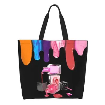 Дизайнер по маникюру, подарочная продуктовая сумка, сумки для покупок, женская милая сумка для маникюра, холщовая сумка для покупок на плечо, сумки большой емкости 12