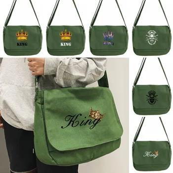 Дизайнерские модные женские сумки через плечо с принтом Queen, высококачественная холщовая женская сумка через плечо, повседневная школьная сумка для юных студентов 11