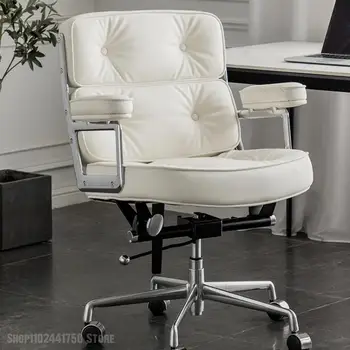 Дизайнерское Офисное Компьютерное кресло с кожаной спинкой Nordic Light Роскошное Кресло для встречи босса Nordic Bauhaus Middle Ancient Chair 6