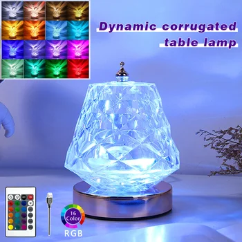 Динамическая Проекционная Лампа ZK30 Water Ripple Acrylic Crystal LED Night Light С Дистанционным Управлением Атмосферное Украшение Настольной Лампы 5