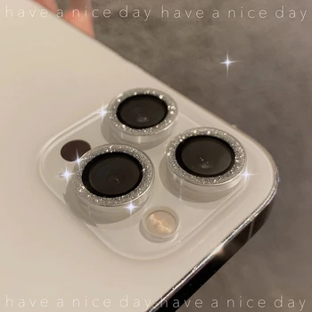 Для iPhone 13 Mini 14 Pro Max роскошные блестящие защитные пленки для объектива камеры с бриллиантами Металлическое кольцо камеры Стекло для iPhone 11 Защитный колпачок 6