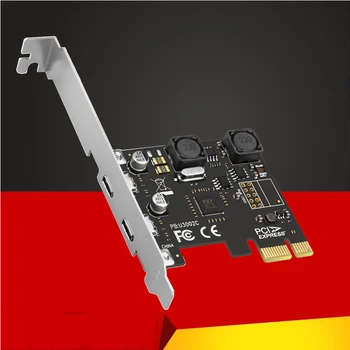 Дополнительная карта PCIE USB PCI Express X1 к USB 3.0 5 Гбит/с 2-Портовая Карта Расширения Type C Концентратор Адаптер Контроллер Через Чип Для Настольных ПК