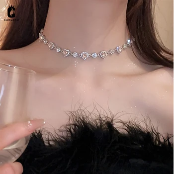 Европейское и Американское легкое Роскошное ожерелье-чокер со стразами в виде сердца любви для женщин, элегантные украшения для вечеринок в стиле ретро, Темперамент