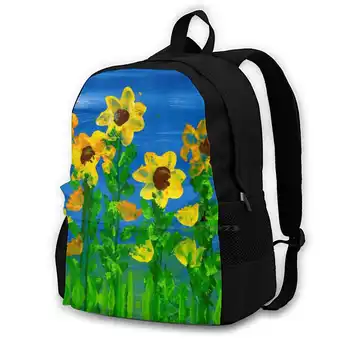 Желтые цветы Первого дня Большой емкости Модный рюкзак для ноутбука, дорожные сумки I Can 4 Isaac Isaac Slagle, расписанные вручную искусством аутизма 2