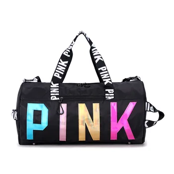 Женская розовая водонепроницаемая дорожная сумка, спортивная сумка для спортзала, лазерные блестки, портативная дорожная сумка большой емкости, ручная кладь 3