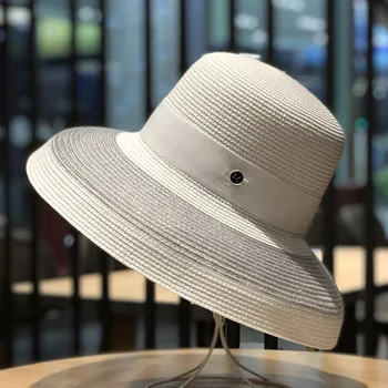 Женская соломенная шляпа в стиле пэчворк с французской сеткой в стиле пэчворк, контрастная соломенная шляпа, пляжная шляпа, повседневная шляпа для бассейна, Элегантная шляпа с большими полями 2023 2