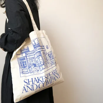 Женская холщовая сумка через плечо с принтом Шекспира, женские сумки для покупок, Хлопчатобумажная ткань, продуктовые сумки, сумка для книг для девочек