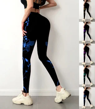 Женские базовые штаны для йоги с принтом, стрейчевые леггинсы для йоги, спортивная одежда для бега трусцой XS-8XL 11
