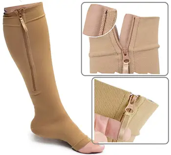Женские Компрессионные носки на молнии Предотвращают Варикозное расширение вен, носки Slim Сжигают жир, Функциональные Носки для придания формы ногам Спящей Красавицы 6