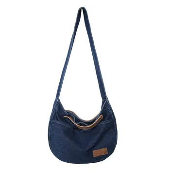 Женские модные универсальные джинсовые сумки через плечо, дизайнерские легкие женские сумки большой емкости, женская сумка через плечо для поездок на работу, отдыха