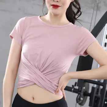 Женские рубашки для бега с длинным рукавом, Сексуальные футболки для йоги с открытым пупком, быстросохнущие топы для фитнеса, однотонные спортивные рубашки