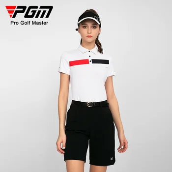 Женские футболки для гольфа PGM с коротким рукавом, Летняя женская одежда, Дышащая, быстросохнущая, YF596 Оптом 3